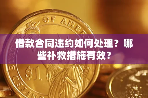武汉借款合同违约如何处理？哪些补救措施有效？